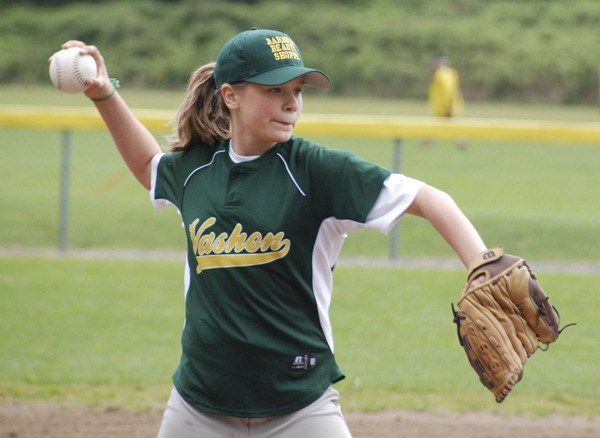 Meg Sullivan throws a pitch.