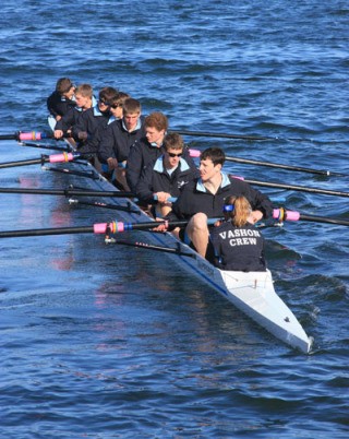 The men's 8 launches at the Brentwood Regatta in Mill Bay