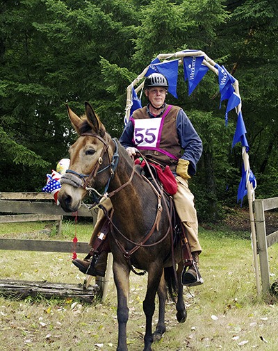 Craig Harmeling on his mule Jordan.