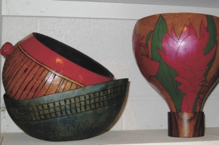 Gourds by Charlotte Masi will be shown at the Blue Heron Gallery.