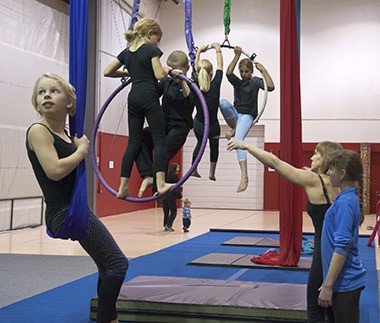 Students of UMO School of Physical Arts rehearse for the first annual Circus Spectacular