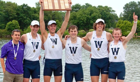 Matt Zapel (second from right) poses with his the University of Washington's varsity four boat