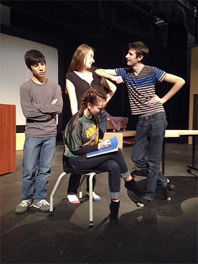 Students rehearse for the play “Speech & Debate