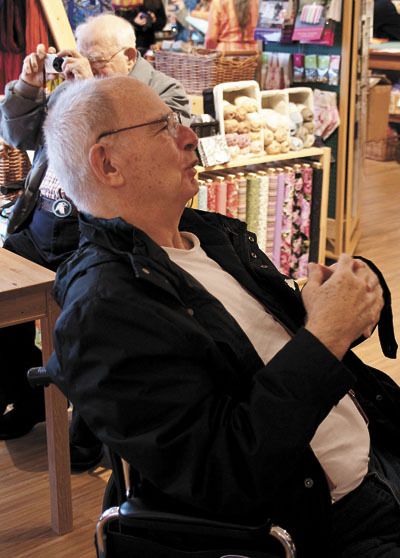 Jack Rabourn relaxes at a recent workshop at Island Quilter. Behind him