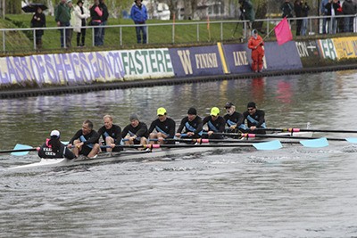 The Master Men’s eight heads to the finish line at Saturday’s regatta. Pictured from left to right are Olivia Mackie