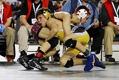Chase Wickman shows his strength in the state final.