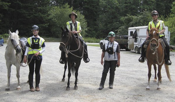 The CERT equestrian group is ready to help at a recent drill. From left are Penni Symonds