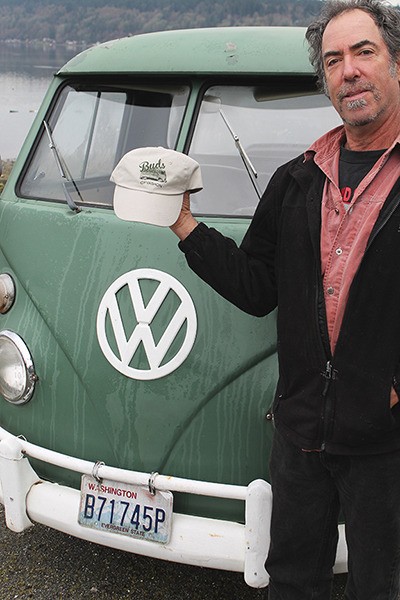 Buds of Vashon’s Scott Durkee stands with his classic car named Gunther. The company