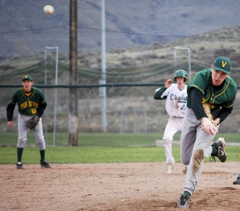 Matt Amick throws a pitch during a game against Chelan on April 2.