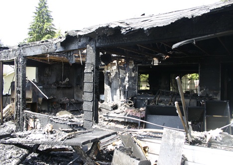 A fire destroyed much of the family's home.