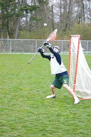 Vashon Vultures goalie Tyler Stoffer hones his skills at a recent practice.