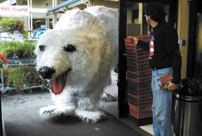 When a polar bear made entirely of recycled materials tromped into the Vashon Thriftway on Saturday
