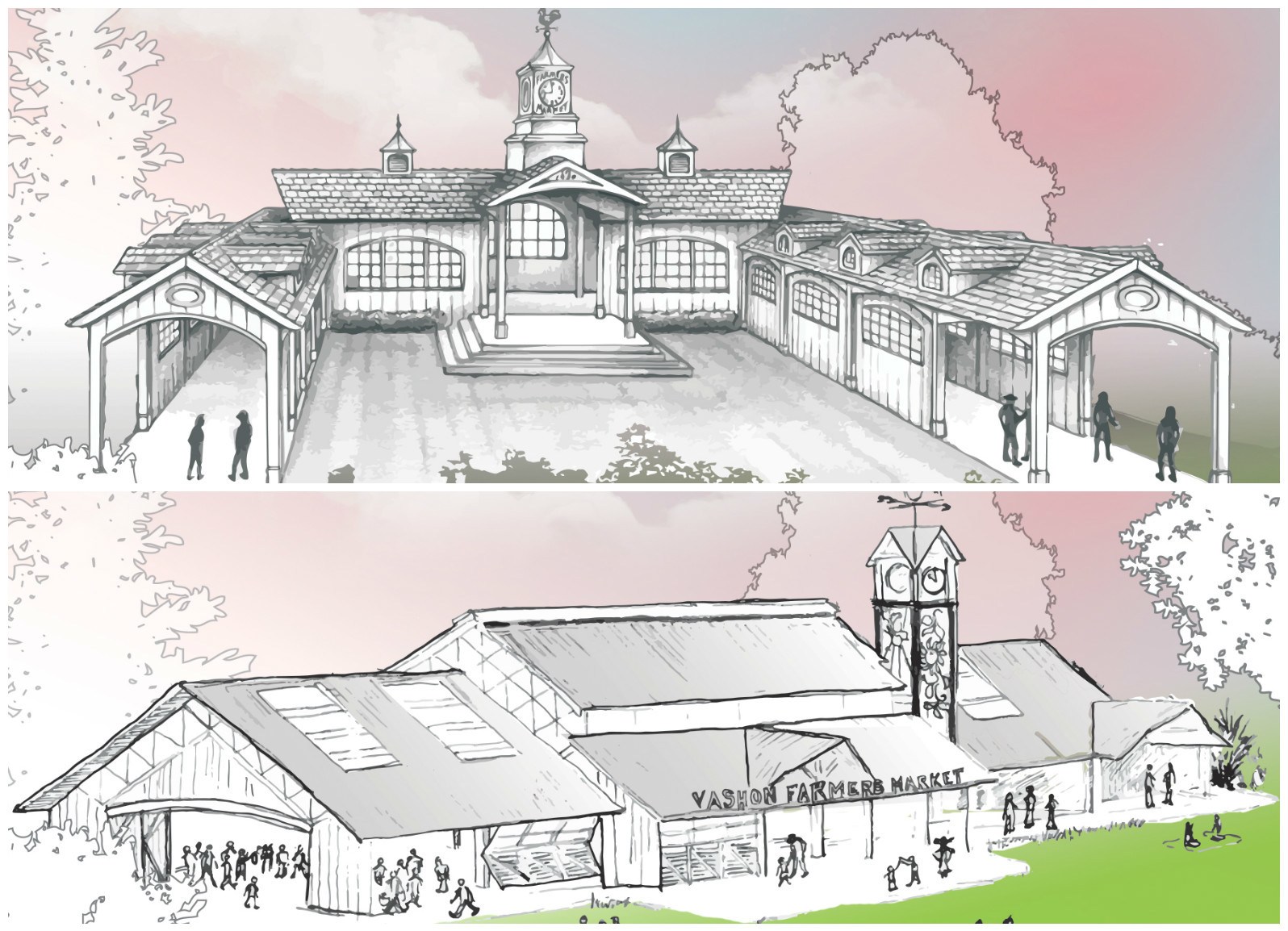 Top: Islander and farmer Luke Sheard’s design for a potential new farmers market structure.