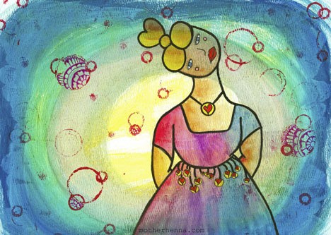 Paintings and drawings by Kara Jones are at Café Luna in August.