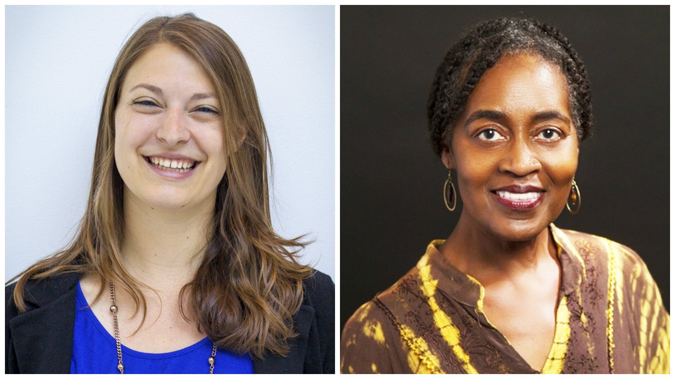 Seattle Art Museum curator Carrie Dedon (left) and storyteller Eva Abram (right) will both speak this month about social justice issues.