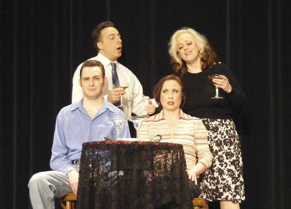 Marshall and Stephanie Murray (seated) and Louis Mangione and Elizabeth Ripley raise a glass to romance in “I Love You