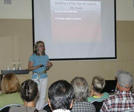 Amy Herbig of Blonde Ambition gave a presentation at the Land Trust Building last Tuesday night.