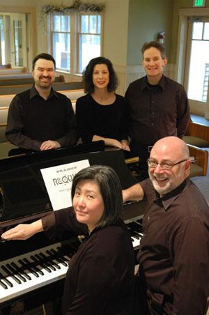 Chorale director Gary D. Cannon and soloists Jennifer and Andrew Krikawa (from left