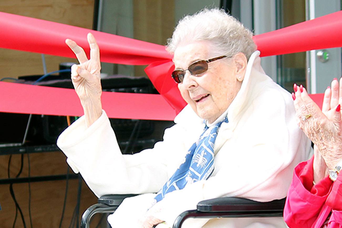 Kay White, pictured here at the opening of the Katherine L White Hall in April of 2016, died on Monday. (Len Wolf Photo)