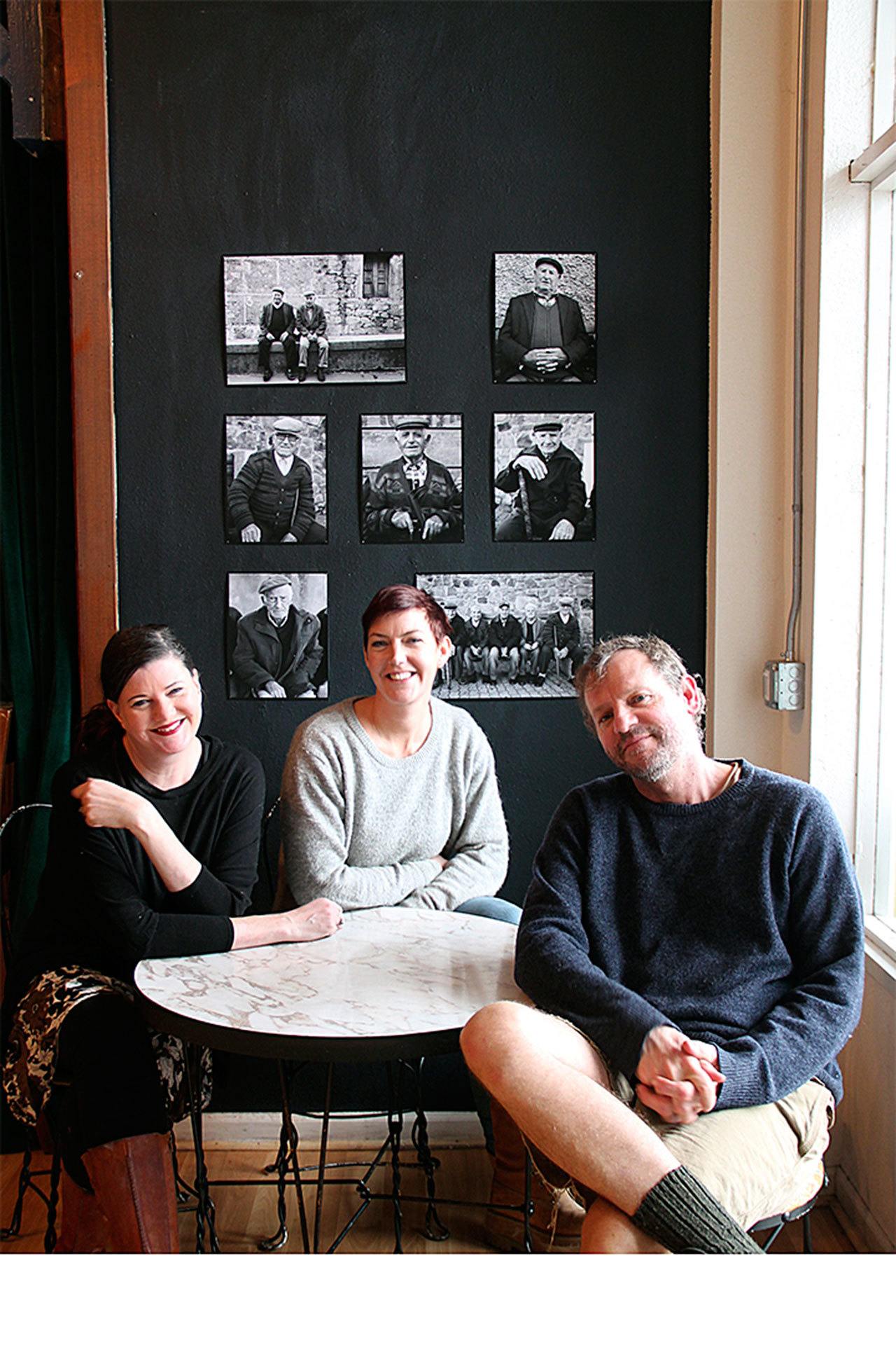 Megan Hastings, Helga Jonsson and Adam Cone at Hastings-Cone Gallery. (Juli Goetz Morser/Staff Photo)