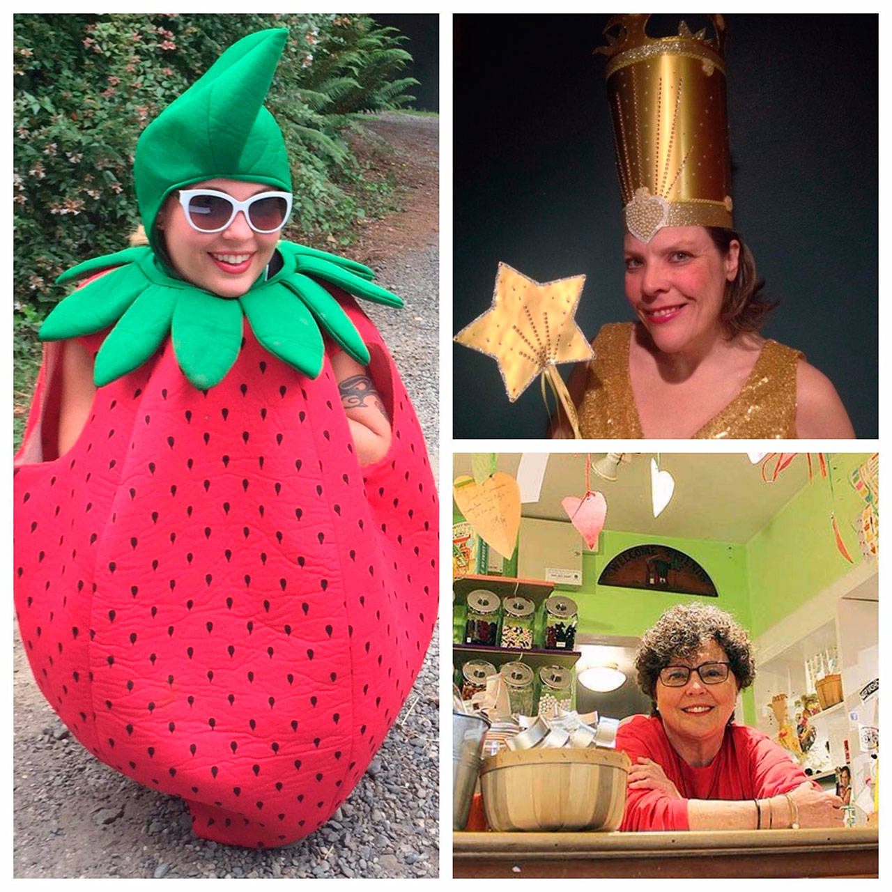 Clockwise from left: Unofficial Mayoral candidates Strawberry, Glinda the Good Witch and Bettie Edwards. (Courtesy Photos)