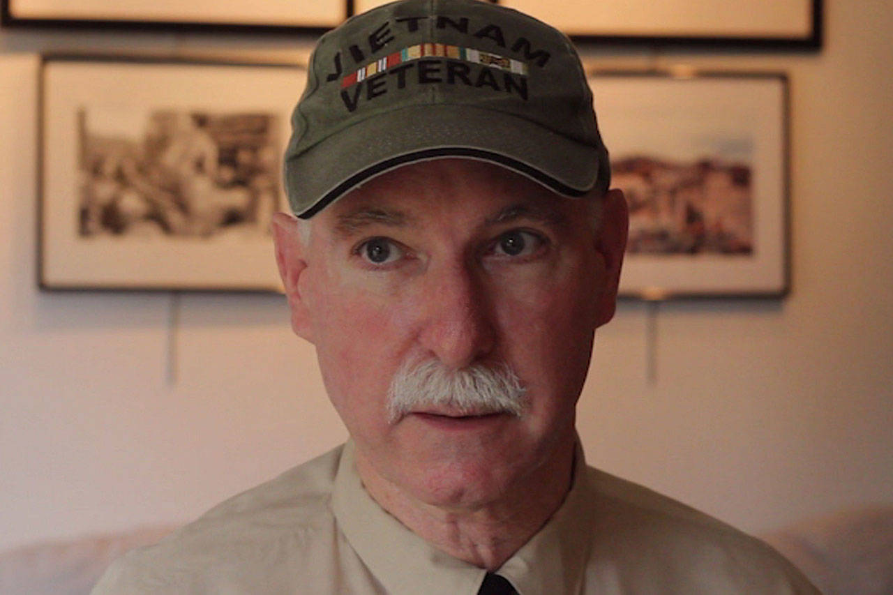 This screen shot from the documentary shows Chris Gaynor talking about his experiences during the war. (Courtesy Photo)