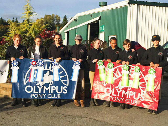 Olympus Pony Club members gather at the Northwest Regional Jump Rally in Monroe last month. (Courtesy Photo)