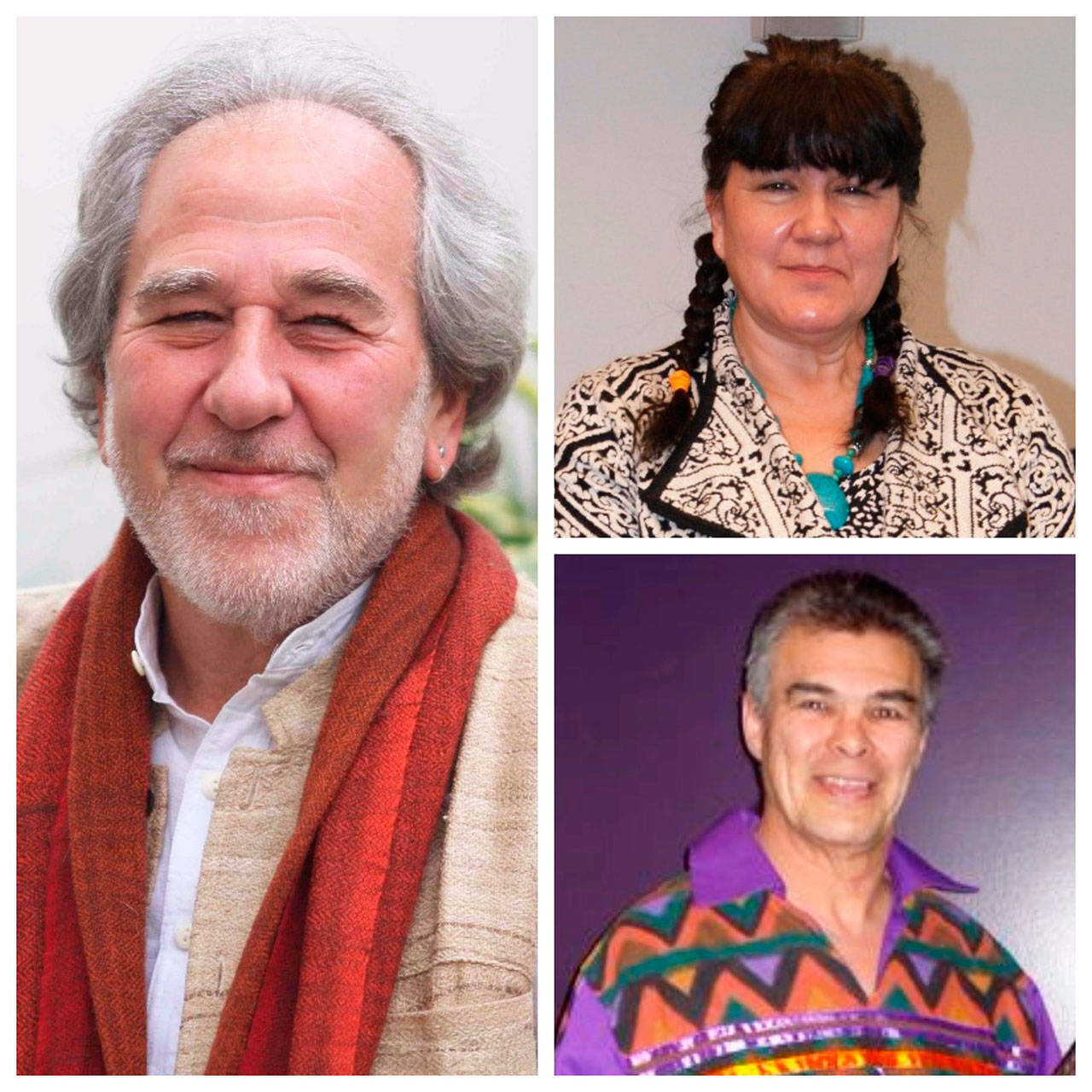 Biologist Bruce Lipton (left), Rosie Trakostanec “White Elk Medicine Woman” (top right) and Tom McCallum “White Standing Buffalo” (bottom right) will speak about science and spirituality next Saturday. (Courtesy Photos)