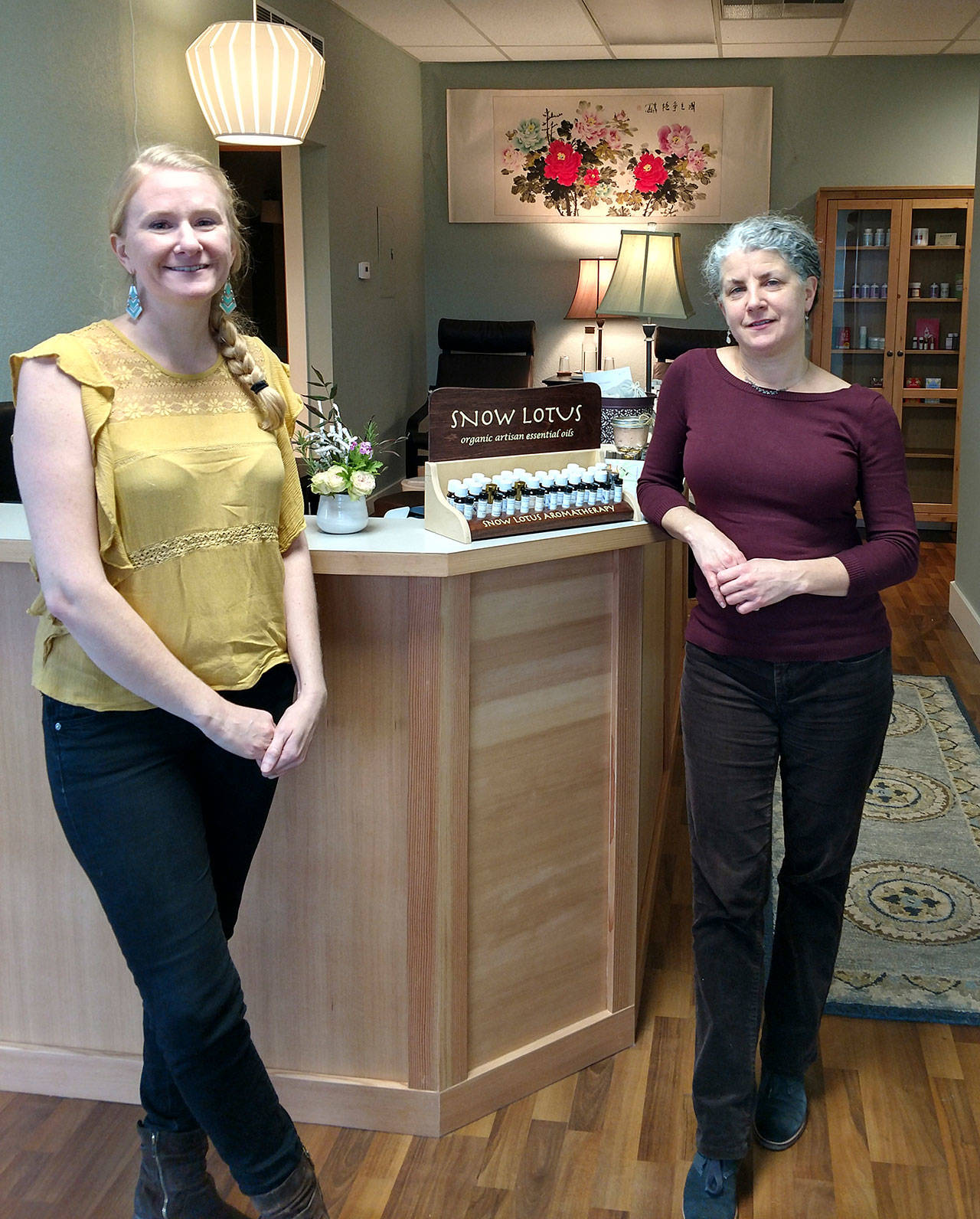 Massage therapist Melissa Moen, left, and Acupuncturist Karin Nelson are the providers at Becalm. (Susan Riemer/Staff Photo)