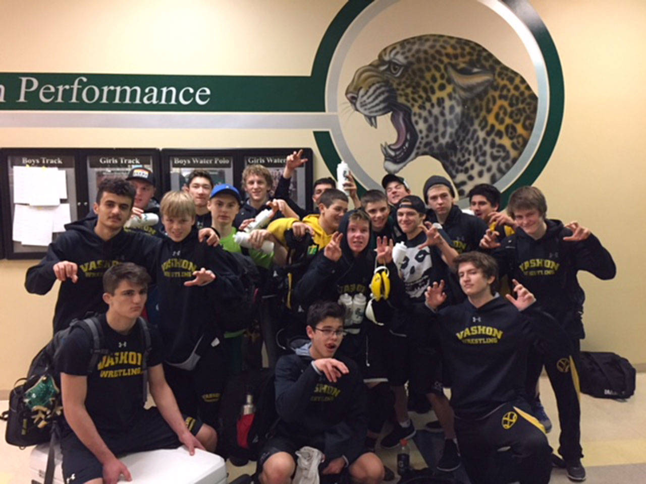 VHS wrestling team after its outstanding performance at the Emerald Ridge tournament last week. (Anders Blomgren Photo)
