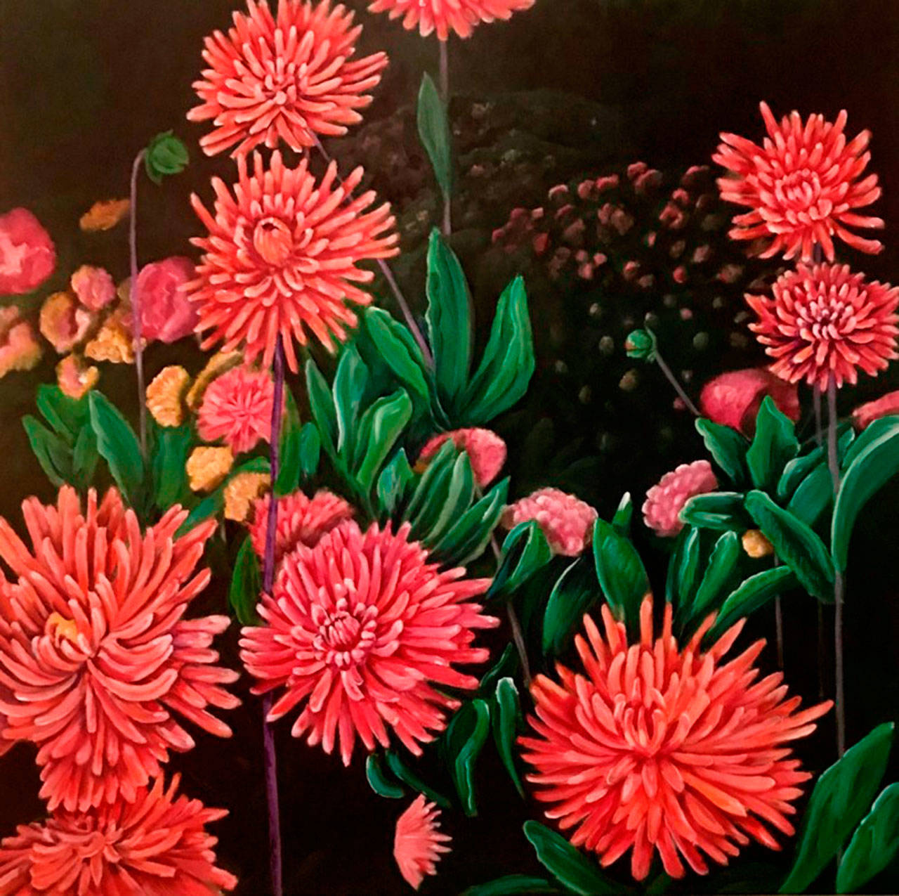 A painting from the “Garden Bliss” collection by Candise Bertram-Royer showing at Café Luna. (Courtesy Photo)