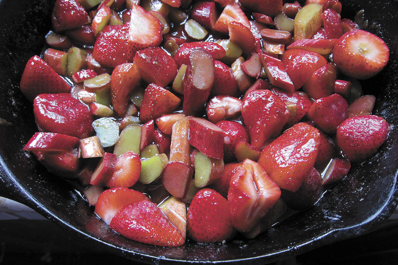 HOME & GARDEN: Cast Iron Cookery - Strawberry-Rhubarb Upside-Down Cake