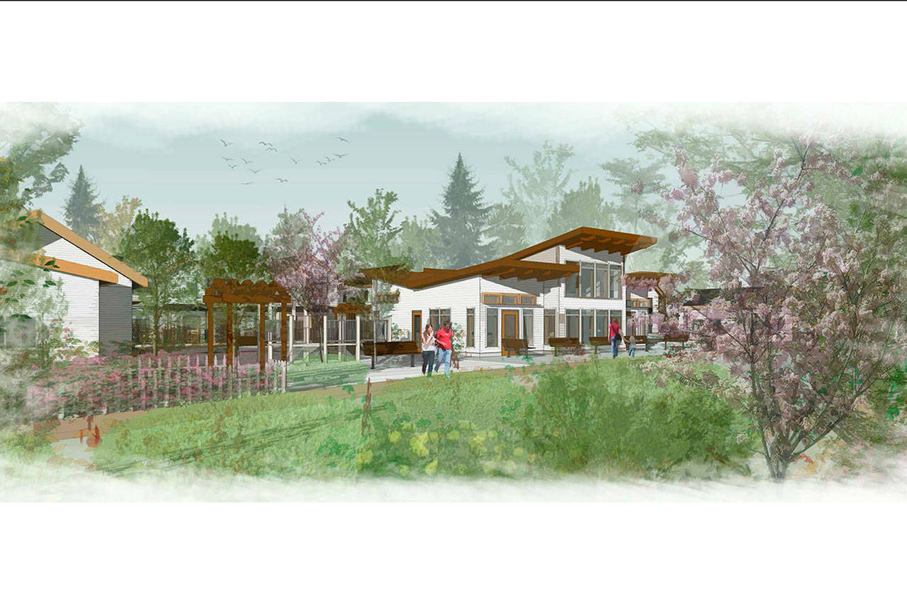 An architect’s rendering of Creekside Village, the proposed affordable housing project intended for Gorsuch Road. (Shelter America Group/Courtesy Photo)