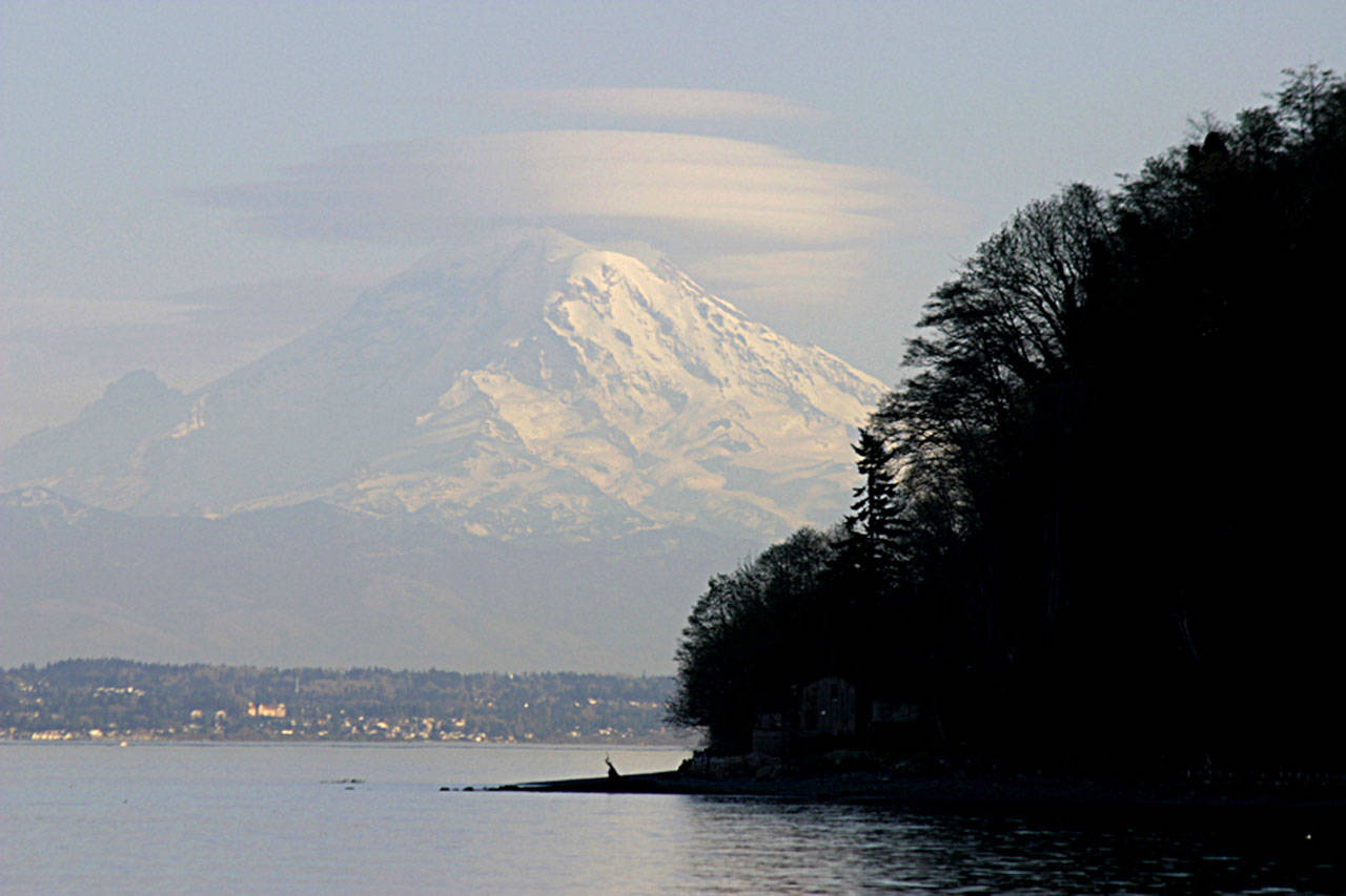 Mount Rainier & Dolphin Point from Vashon Ferry. (Ray Pfortner Photo)