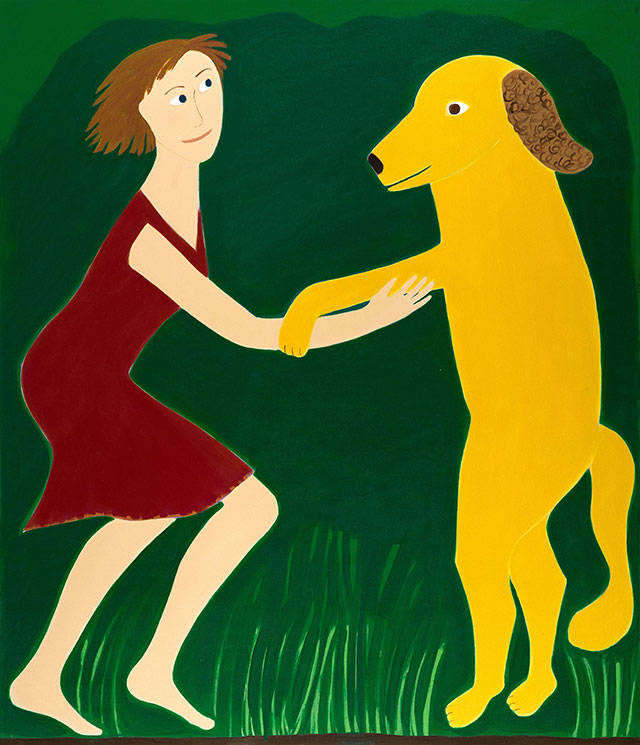 Sharon Shaver’s paintings are included in the exhibit, “Dancing with Dogs,” at VALISE Gallery (Courtesy Photo)