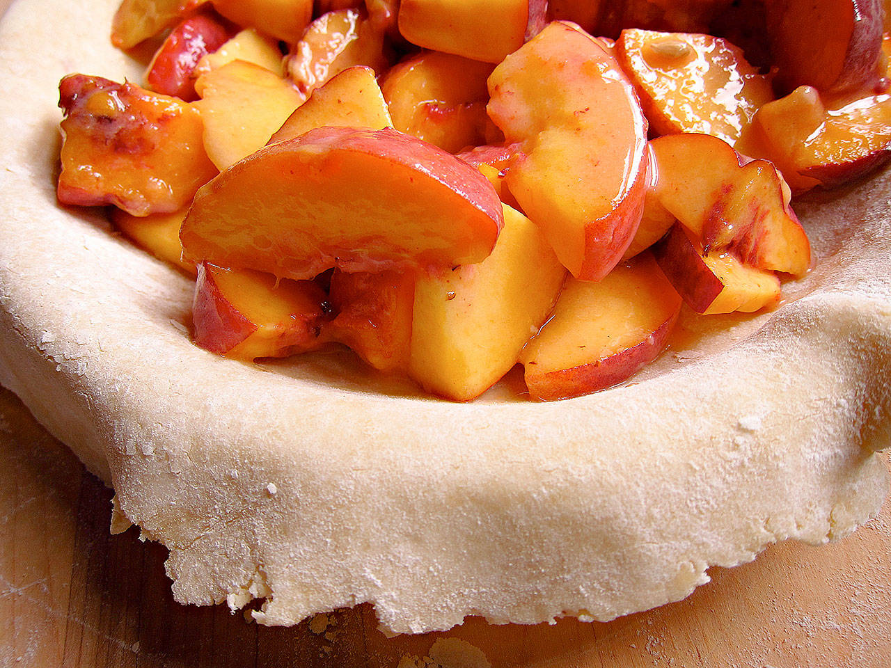 This peach pie holds court in a pie plate like no other. (Tom Conway Photos)