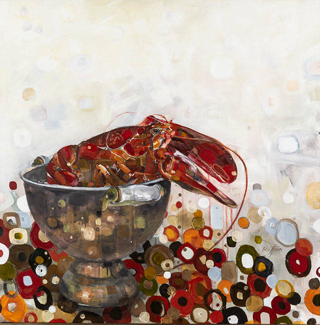 Britt Freda painting, “Lobster II,” will be on view at Vashon Center for the Arts on Sept. 7, when works for VCA’s upcoming gala auction are previewed (Courtesy Photo).