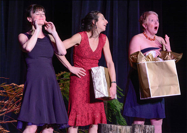 Adrienne Corcoran, Martha Enson, and Juniper Rogneby perform in last year’s edition of “14/48” (Michelle Bates Photo).