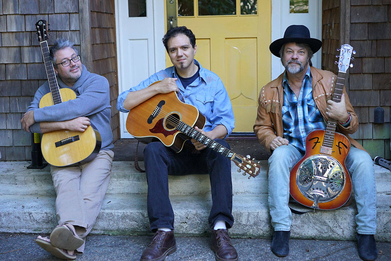 Jeff Kanzler, JD Hobson and Gregg Curry will play a free concert “in the round” at Vashon Center for the Arts on Friday evening (Pete Welch Photo).
