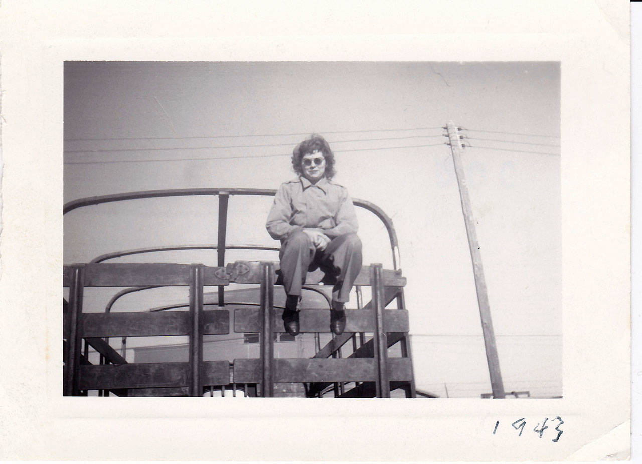 Midge Grace sitting atop the truck she drove in 1943 (Courtesy Photo).