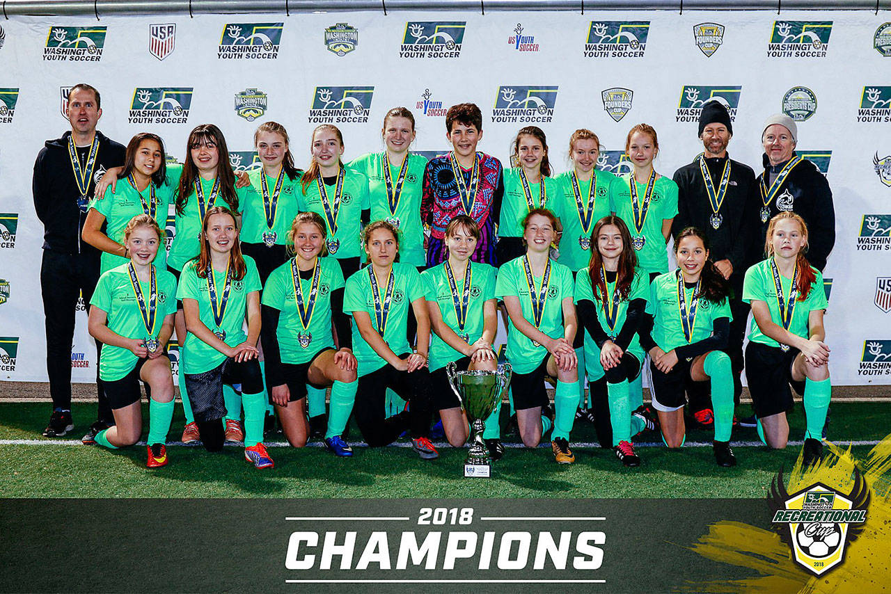 Girls U14 soccer team wins cup