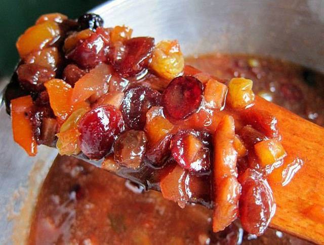 Great fruit makes for a great fruitcake: dried apricots, cranberries, blueberries, golden raisins, homemade orange peel, and sour cherries (Tom Conway Photo).