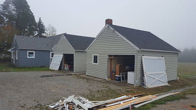 The Land Trust is hoping to transform garages on the Matsuda Farm property into a walk-in cooler (Courtesy Photo).
