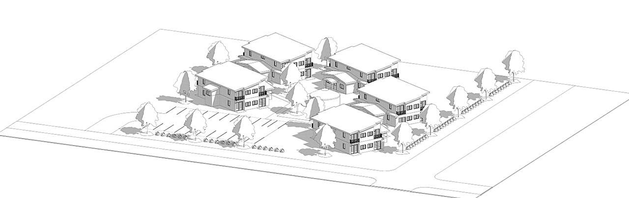An artist’s rendering of the proposed Island Center Homes development at the corner of SW 188th Street and Vashon Highway (Form + Function Photo).