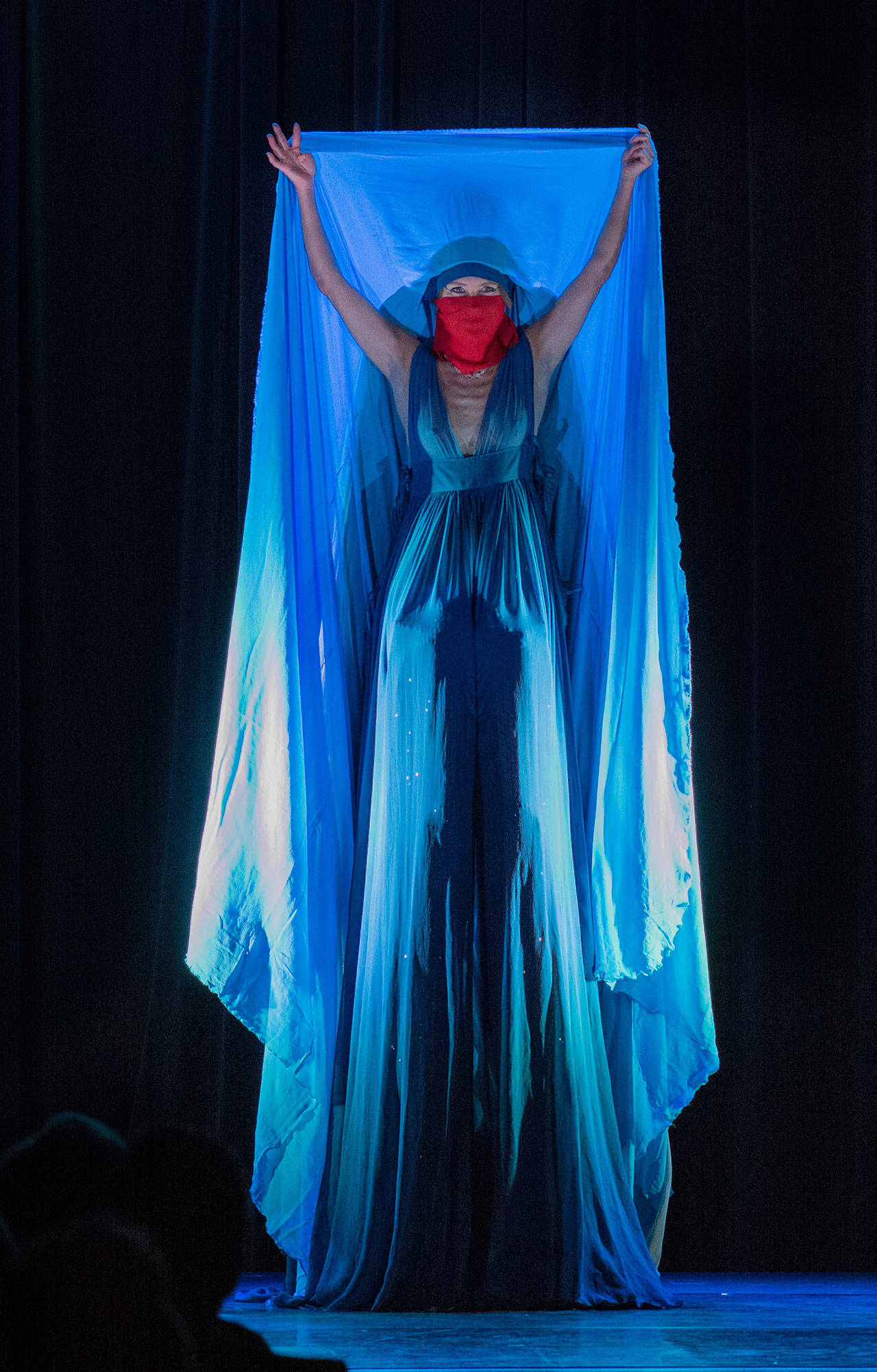 Janet McAlpin is the stilted, lavishly costumed host of Burlesco Notturno (Michelle Bates Photo).
