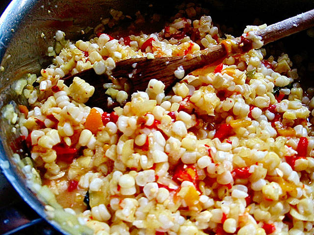 Corn relish celebrates summer with a medley of garden greats from fresh sweet corn to onions to roasted peppers (Tom Conway Photo).
