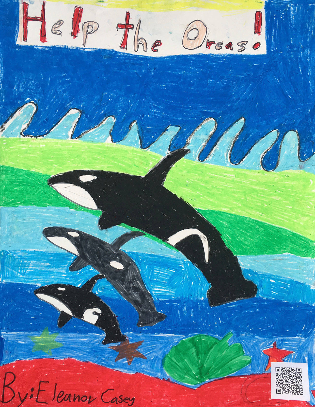 An activist poster by Eleanor Casey is one of many by third-grade students that has adorned the windows of local businesses in the past week (Courtesy Photo).