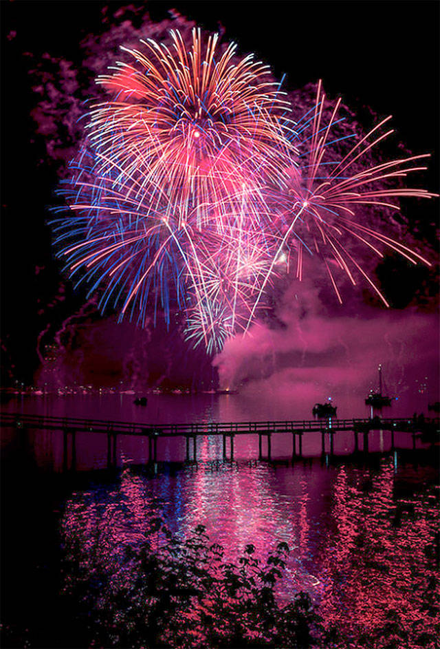 The crowd-pleasing public fireworks show which islanders fund each year, will not be subject to the proposed ban on private fireworks (Steve Tosterud Photo).