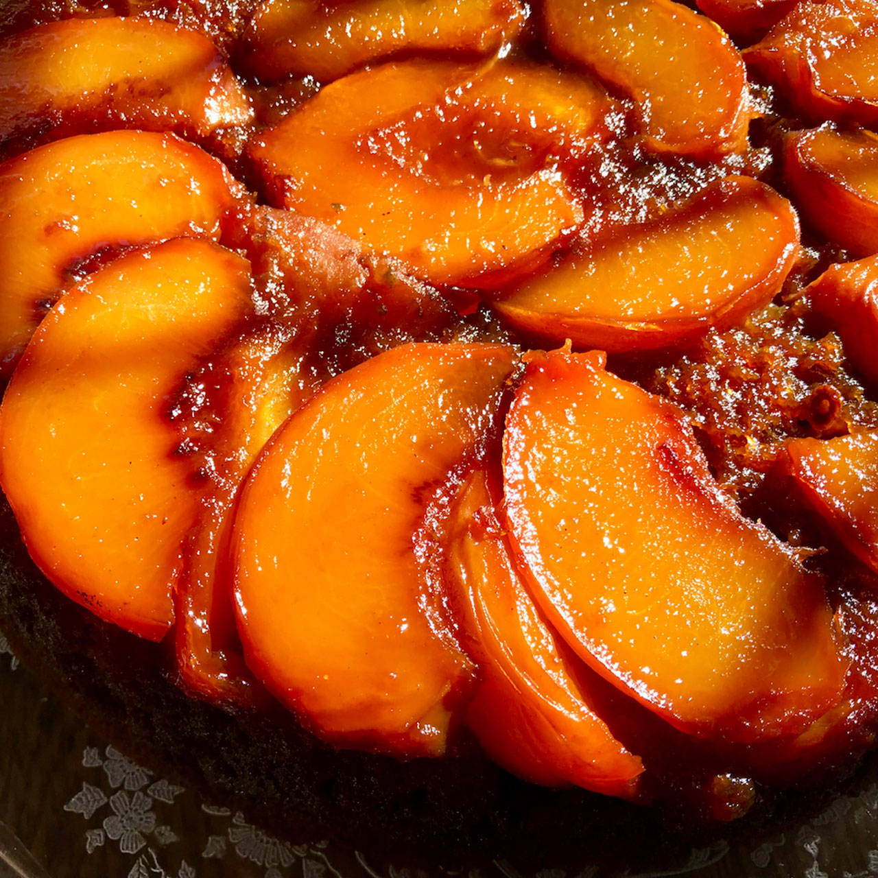 In just over an hour, a star is born: peach upside down cake (Tom Conway Photo).