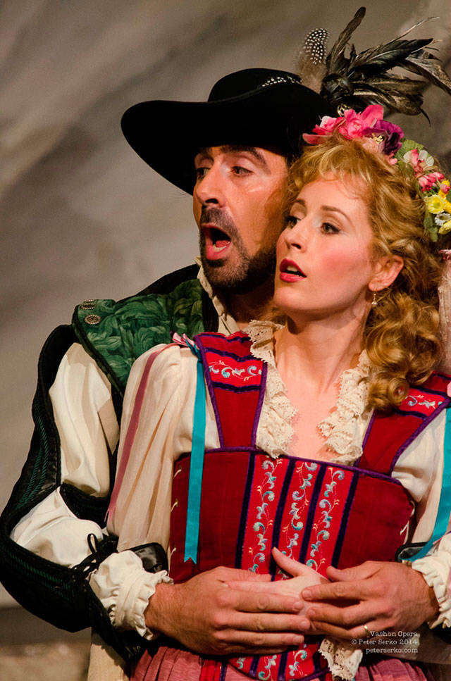 Megan Renae Parker will play Violetta Valéry and Anton Belov will play Giorgio Germont in “La Traviata.” Here, they are pictured in Vashon Opera’s production of “Don Giovanni.” (Peter Serko Photo).